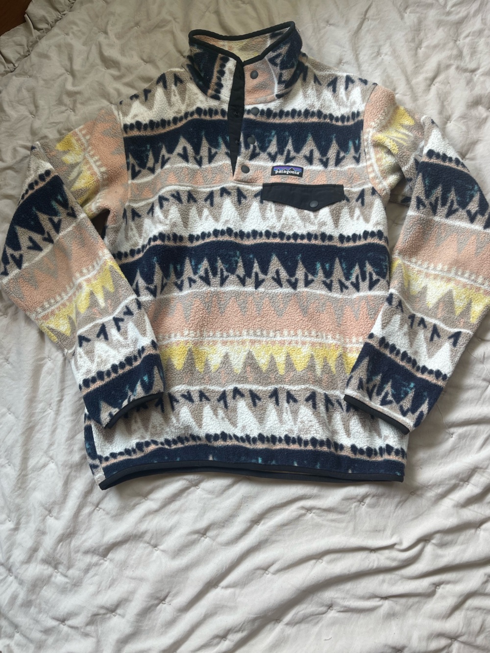 Patagonia Synchilla Fleece Jacket Cream, Navy, Yellow